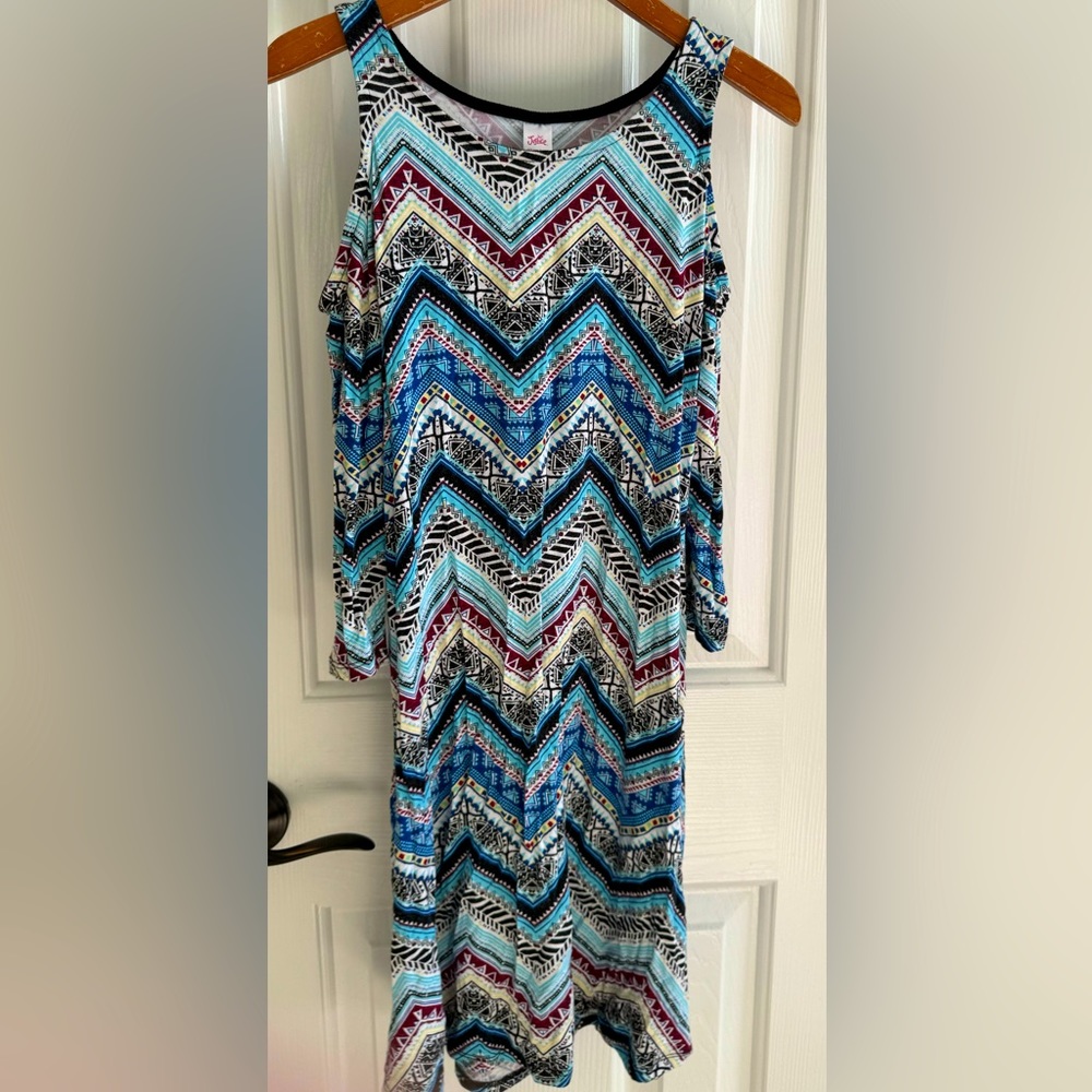 Justice girls patterned dress cold shoulder 10